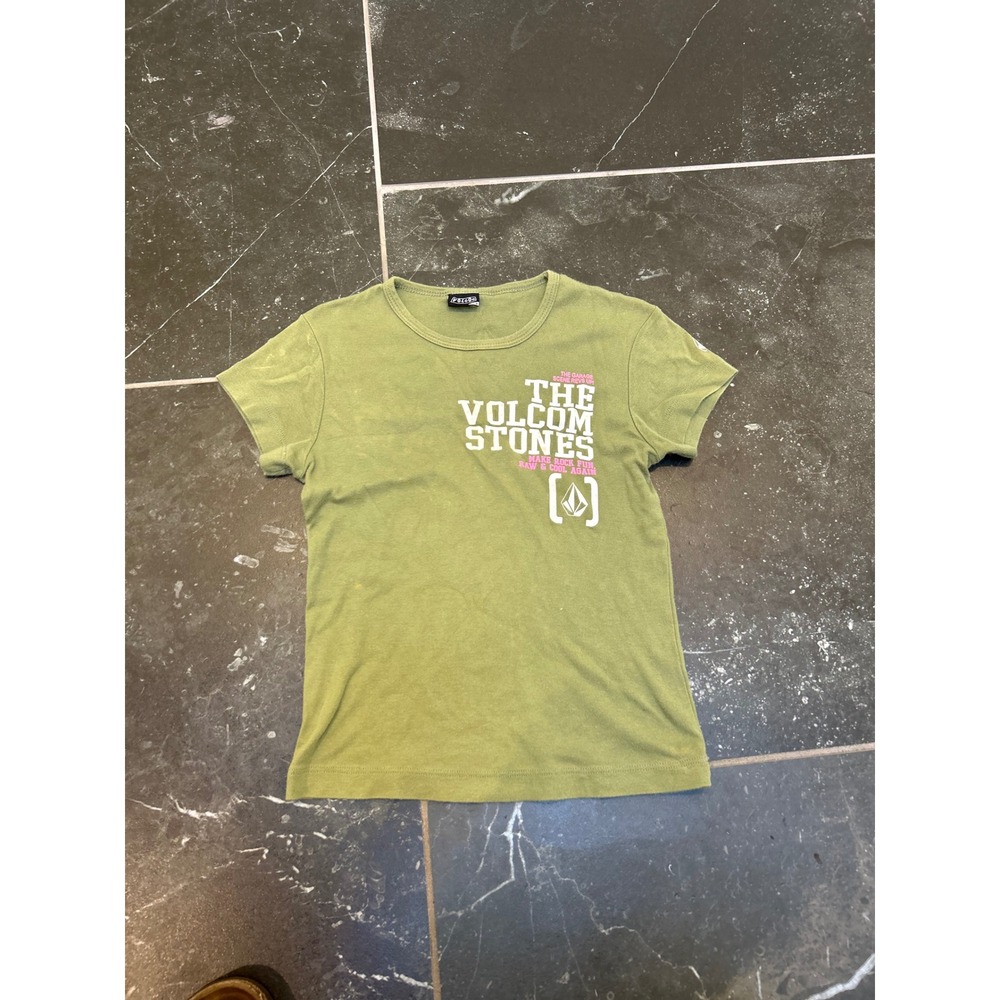 Volcom Stones Graphic T-Shirt Womens Small Green Short Sleeve Made in USA Skate